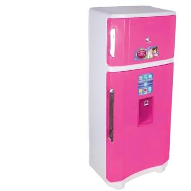 Imagem de Geladeira Infantil com Dispenser Funcional, Rosa e Branca, 64x18x28cm, Plástico, para Crianças a partir de 3 Anos