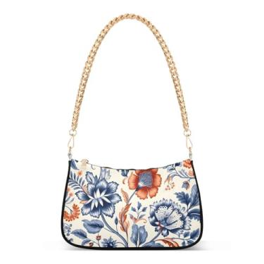 Imagem de CEBUGI Bolsas transversais femininas bolsa de ombro com flores bolsa clutch elegante com alça de corrente