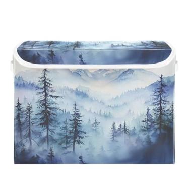 Imagem de CEBUGI Caixotes de armazenamento com tampas, caixa de armazenamento de tecido dobrável, paisagem de montanha mística, compartimentos organizadores de cubo para armário de casa prateleiras de quarto 40
