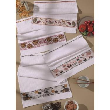 Imagem de Kit 10 Pano de Copa Prato Jacquard Atoalhado Felpudo 45x65