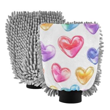 Imagem de STAYTOP Luvas coloridas para lavagem de carro, 2 peças, luvas de microfibra de chenille, sem arranhões, panos de esponja de lavagem ultra absorventes para carros, limpeza doméstica - G