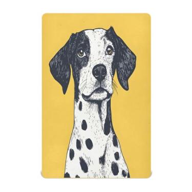 Imagem de STAYTOP Lençol de berço de cachorro manchado com fundo amarelo para meninos e meninas, lençol com elástico para berço padrão e colchão infantil, lençol de microfibra supermacia, 132 × 71 x 22 cm