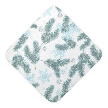 Imagem de Burbuja Pine Twigs Snowflakes Toalha de banho de bebê - Toalha de banho macia e absorvente de algodão musselina com capuz para recém-nascidos, 76 x 76 cm