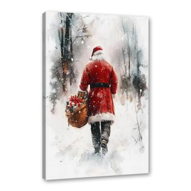 Imagem de Impressão de pôster de arte de parede retrô de Natal Papai Noel alce paisagem de inverno imagens de Natal para bar em casa pub cozinha café loja decoração de férias (SKU10,20.3x30.5 cm = (20x30cm