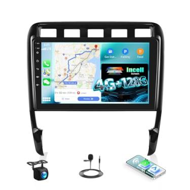 Imagem de Rádio estéreo automotivo Android 4G + 128G para Porsche Cayenne 2003-2010 tela sensível ao toque de 9 polegadas com WiFi, Bluetooth, sem fio, Carplay, câmera de backup de navegação GPS automática