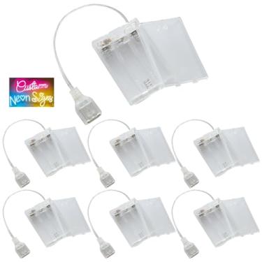 Imagem de CLANMOU Pacote com 6 suportes de bateria USB transparente com interruptor - Caixa de alimentação portátil de 5 V para luzes LED, placas neon de Natal e acampamento (3 AA cada)