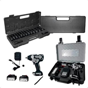 Imagem de Kit Com Chave De Impacto 21V Brushless 700Nm e Kit 15 Soquetes De Impacto CrMo 1/2 Polegada de 10 a 27mm Feron FO1021