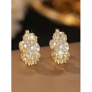 Imagem de Brincos redondos florais elegantes, brincos de argola de zircônia cúbica cintilantes para mulheres, joias modernas para uso diário e festa, Medium, Coral Cobre, Zircônia