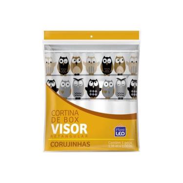 Imagem de Cortina de Box para Banheiro Vinil Com Visor Retangular 1,35x2m Estamp