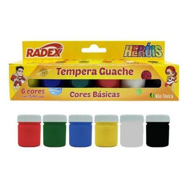 Imagem de Tinta Gauche Escolar 15ml - kit com 6 Unidades Cores Primárias - Tinta