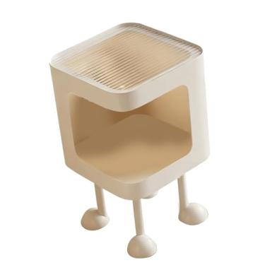 Imagem de TOPINCN Mini Mesa Lateral, Mesa Final Pequena, para Espaços Pequenos Prateleiras de Armazenamento Intercaladas Abertas de Metal Moderno Decoração de Casa para Quarto Sala de Estar Sofá (Vidro Branco