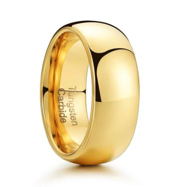 Imagem de Zillaly Anéis De Tungstênio Para Homens, Alianças Casamento Masculinas Em Ouro, Preto E Prata, Tamanhos 4 Mm, 6 Mm 8 Com Ajuste Confortável Borda Chanfrada Polida (Tungstênio-Ouro-8 6)