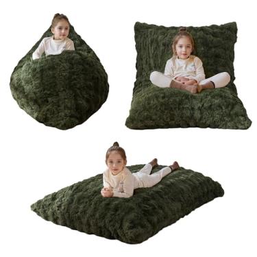 Imagem de MAXYOYO Cama infantil 3 em 1 para cadeira, sofá infantil para jogos, leitura, pufe conversível com capa lavável na máquina para sala de estar, quarto, verde