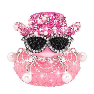 Imagem de wonuu Diamond Rubber Duck Car Dashboard Decorations Car Ornaments for Cool Car Accessories Pearl Necklaces, Layered-Rose