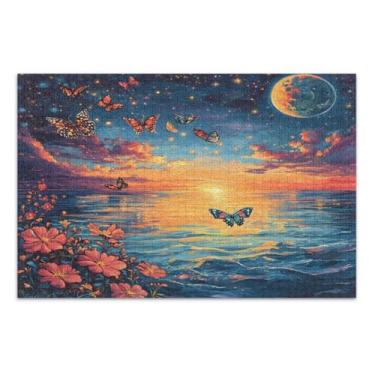 Imagem de Quebra-cabeças coloridos borboletas oceano 1000 peças para adultos, quebra-cabeças desafiadores para adultos, jogos inteligentes