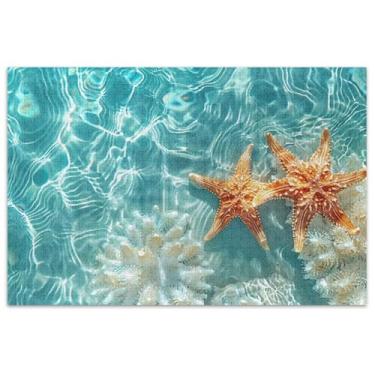 Imagem de Quebra-cabeça estrela do mar praia verão 500 peças para presentes adultos para amantes de quebra-cabeças, quebra-cabeça grande, brinquedo de arte