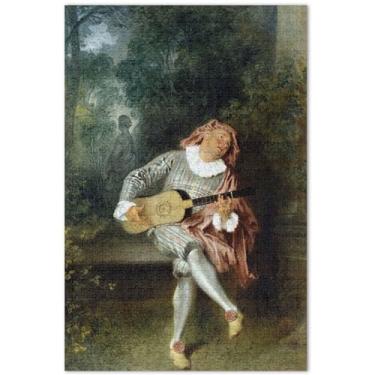 Imagem de Quebra-cabeça de pintura Antoine Watteau para adultos 1000 peças presentes engraçados para jogo de elefante branco quebra-cabeças difíceis pintura artística de cenário, 75 x 40 cm