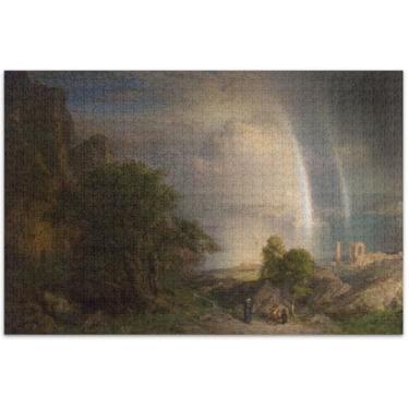 Imagem de Quebra-cabeça da igreja Frederic Edwin do Mar Egeu, 500 peças, presentes de elefante branco, engraçado, personalizado, divertido, família, quebra-cabeça de paisagem, 51 x 35 cm