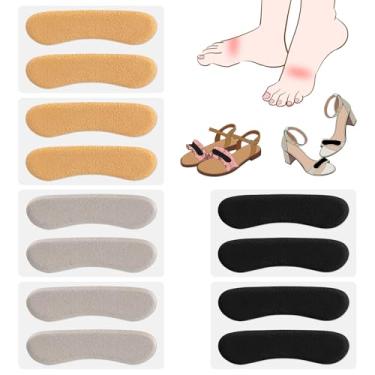 Imagem de 6 tiras de almofada de tira de sandália, três cores, almofadas de inserção de amortecimento, autoadesivas, forro macio para sapatos soltos, evita escorregões por fricção (preto, cinza, amarelo)