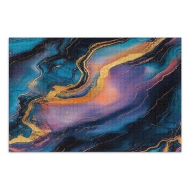 Imagem de Quebra-cabeças de mármore vívidos com 500 peças roxas, quebra-cabeças para adultos com letras na parte de trás