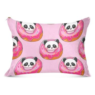 Imagem de Linda fronha de panda rosa donuts com zíper poliéster padrão queen king size fronhas cores para sofá cama de casa, tamanho king, 50,8 cm x 101,6 cm