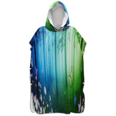 Imagem de Joisal Roupão vestível de surfe para adultos, toalha de banho com capuz, borboletas florais coloridas, ponchos de praia para homens