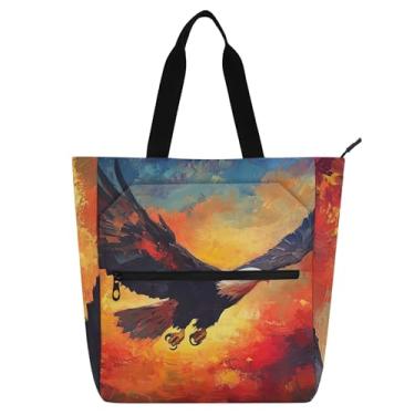 Imagem de GAIGEO Majestic – Bolsa feminina colorida de trabalho com águia de lona, praia, escola, utilitária, escritório, para amantes de livros