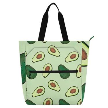 Imagem de GAIGEO Bolsa feminina verde de abacate para trabalho, lona, praia, livro, bolsa com zíper, bolsa de professor com compartimentos