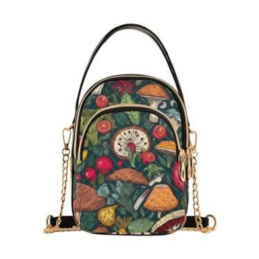 Imagem de GAIGEO Crossbody feminino de crisântemo branco e marrom, bolsa pequena com alça de ombro, bolsas transversais confortáveis, Pizza com queijo e cogumelos - 3, One Size