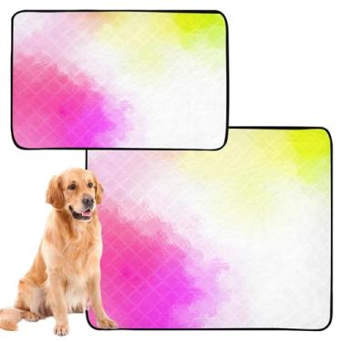 Imagem de TSENQUE Almofadas de xixi laváveis para cães, à prova d'água, tapete de cercadinho de cachorro com pintura colorida e reutilizável para animais de estimação, almofadas de treinamento de filhotes para