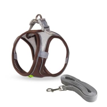Imagem de Peitoral para Cachorro e Gato com Guia | Coleira Peitoral Respirável em Malha | Ajustável e Refletiva para Cães Pequenos, Gatos e Coelhos(MARROM,L 7-15kg)