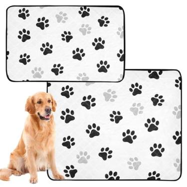 Imagem de Almofada de xixi de cachorro preta cinza branca lavável para animais de estimação, tapete reutilizável fofo à prova d'água, antiderrapante, para cães, médio + grande, conjunto de 2