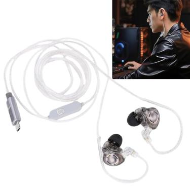 Imagem de Yunseity Fones de Ouvido para Jogos USB C, Fones de Ouvido Híbridos HiFi Com Fio 1BA + 1DD Com Cabo Removível de 2 Pinos e Microfone Embutido, para IOS para Smartphones, Tablets, Laptops