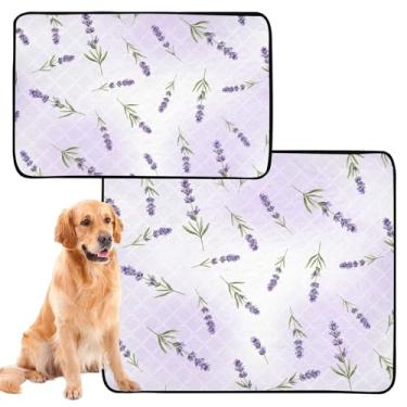 Imagem de Almofadas de lavanda com folhas roxas para animais de estimação, reutilizáveis, laváveis e laváveis para cães, tapete de cercadinho de brinquedo para cães absorvente, pequeno x pacote com 3