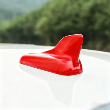 Imagem de Antena de barbatana de tubarão simulação de carro modificada carro sem rádio telhado adesivo decorativo de cauda de plástico (vermelho)