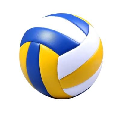 Imagem de Bola de Vôlei Profissional Azul Amarelo e Branco Material Sintético para Treino e Competição