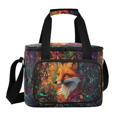 Imagem de Lancheira térmica verde floresta raposa caprichosa para homens, bolsa isolada, lancheira masculina para trabalho