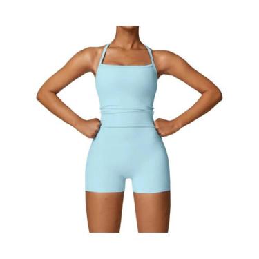 Imagem de Conjunto De Yoga Feminino Com Top Esportivo Almofadado E Shorts De Cin