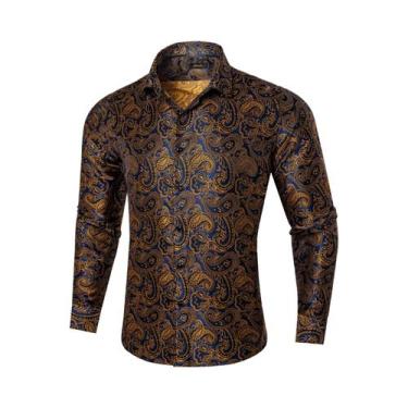 Imagem de Camisa De Casamento Prom De Manga Longa Em Poliéster Luxuosa Com Estam