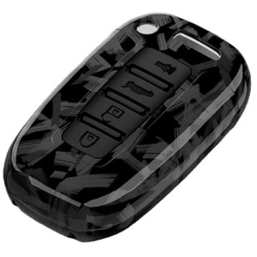 Imagem de Capa de chave de carro de fibra de carbono compatível com Hyundai IX35/Elantra/Sonata 8 9/compatível com Kia Sportage/K5/K2/Sorento/Optima/Forte(4 Button F-Carbon)