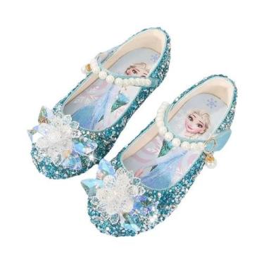 Imagem de Disney princesa elsa sapatos para meninas, sola macia, cristal, brilha
