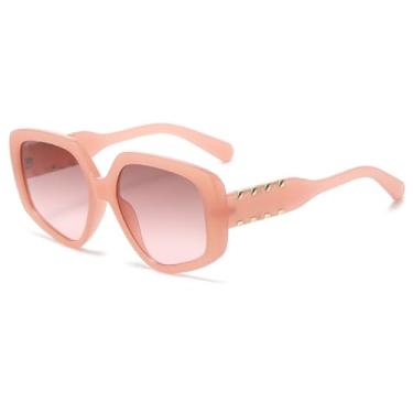 Imagem de HPIRME Óculos retrô retangulares neutros com armação de plástico e lentes degradê modernas (BY18035-C4)