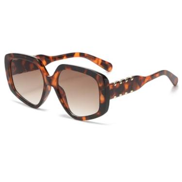 Imagem de HPIRME Óculos retrô retangulares neutros com armação de plástico e lentes degradê modernas (BY18035-C5)