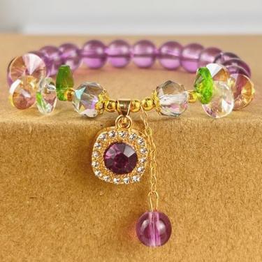 Imagem de Pulseira elástica Boho Chic ametista – Presente elástico de cristal curativo para mulheres