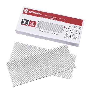 Imagem de DEWBIN Pregos Brad de calibre 18, 1000 contagens de 5 cm 18G, pregos de aço inoxidável para pistola pneumática e elétrica