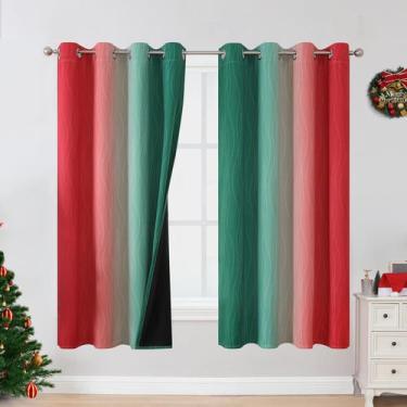 Imagem de Cortinas Blackout Estelar Textiler Vermelho/Verde Natal 132x160cm