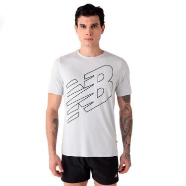Imagem de Camiseta Masculina New Balance Logo Performance Cinza Claro, Cinza, G