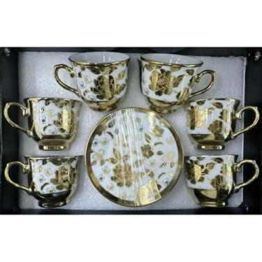 Imagem de Xícara de café/cha kit com 6 conjunto (12 peças) de Cerâmica em porcelana(Xicara D163-1/6 conjunto)