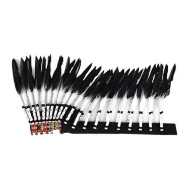 Imagem de oshhni Cocar de penas indígena, acessório de cabeça indígena para apresentações, cosplay e interpretação, Black White B