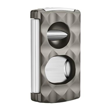 Imagem de JDIME Cortador de charutos, corte em V de aço inoxidável, com perfurador, suporte, lâmina afiada, acessório de viagem para fumar, caixa de presente, CE-24HM(E)